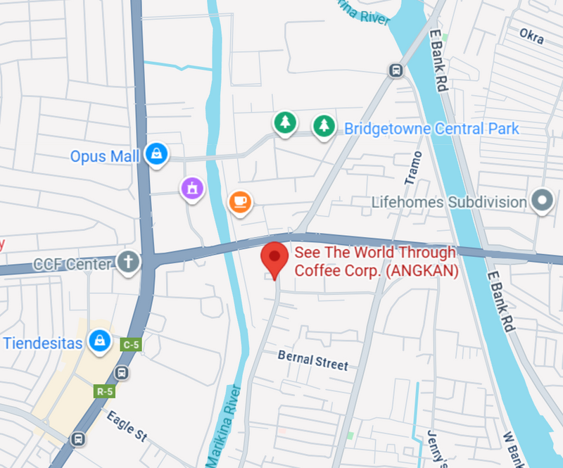 Map with a red pin marker and text 'See The World Through Coffee Corp. (ANGKAN)'